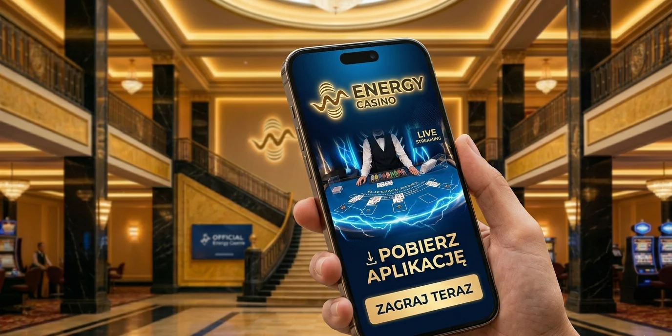 Aplikacja Energy Casino z grą Live Blackjack na ekranie smartfona