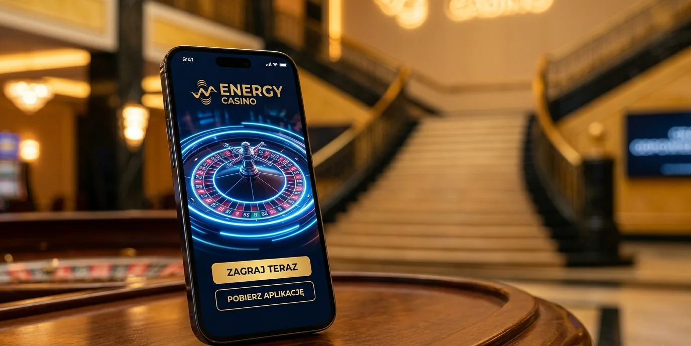 Aplikacja Energy Casino z grą Live Roulette w trybie poziomym