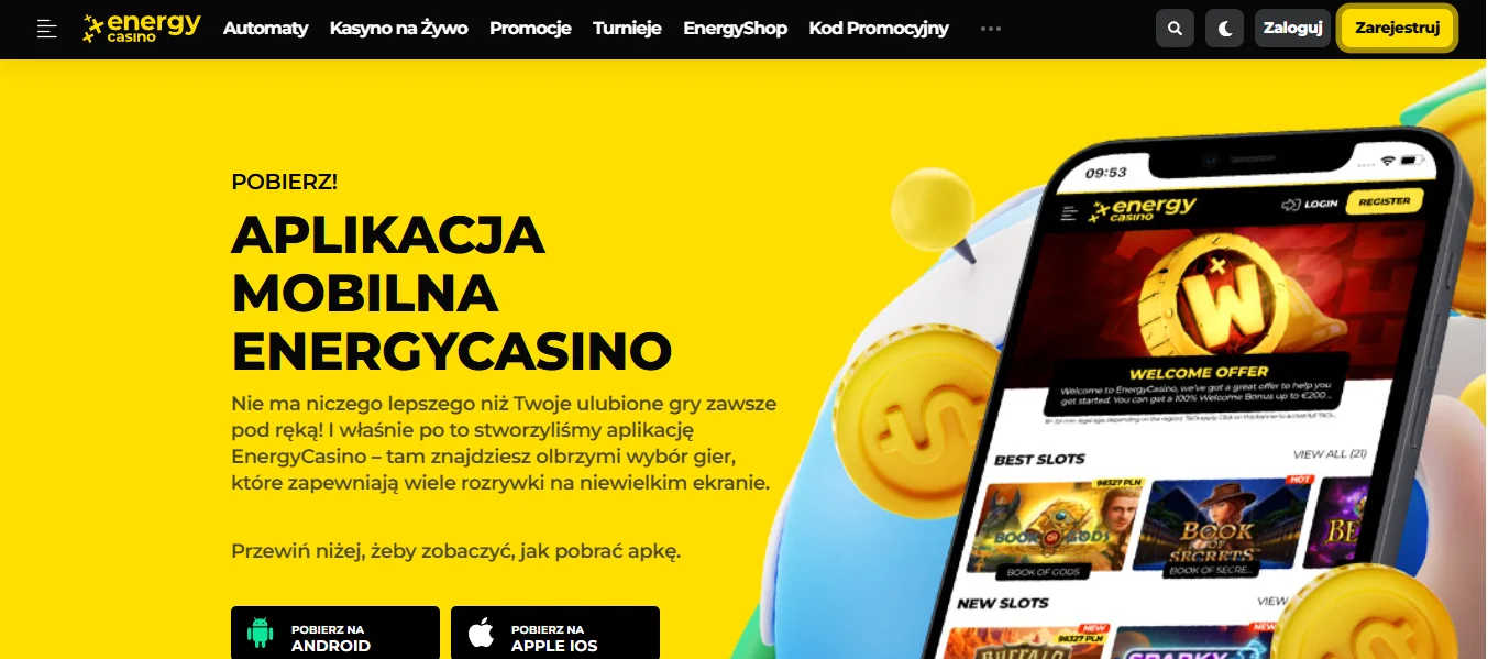 Sklep EnergyShop z nagrodami za EnergyPoints — gotówka, free spins i gadżety