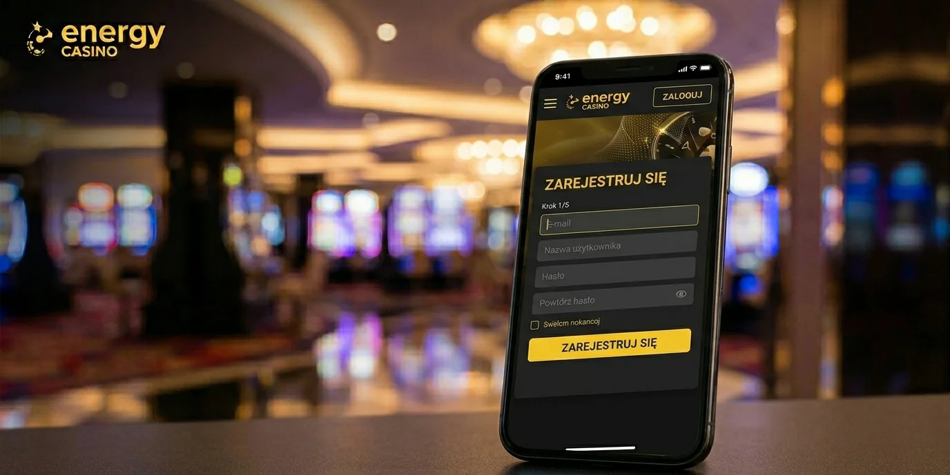 Pełnoekranowy formularz rejestracji Energy Casino na urządzeniu mobilnym